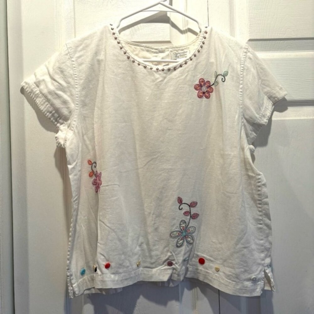 Vintage 2003 Christopher & Banks 55% Linen White Button Top - Size Large